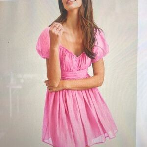 Juliana Cool Pink Lace up Back Mini Dress Size medium. Teen sizing. Barbie core